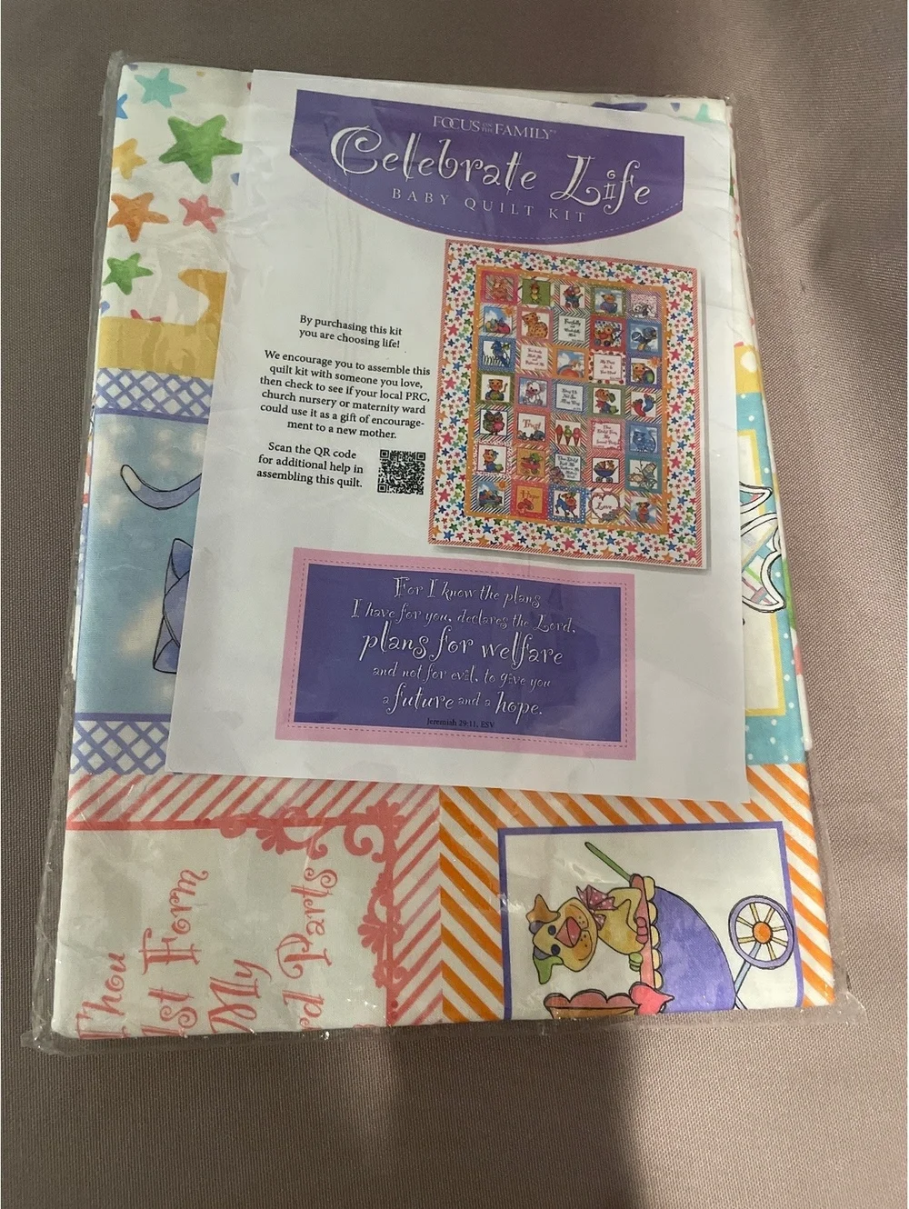 Focus On The Family Celebrate Life Quilt Kit Loralie Designs Christian NWT